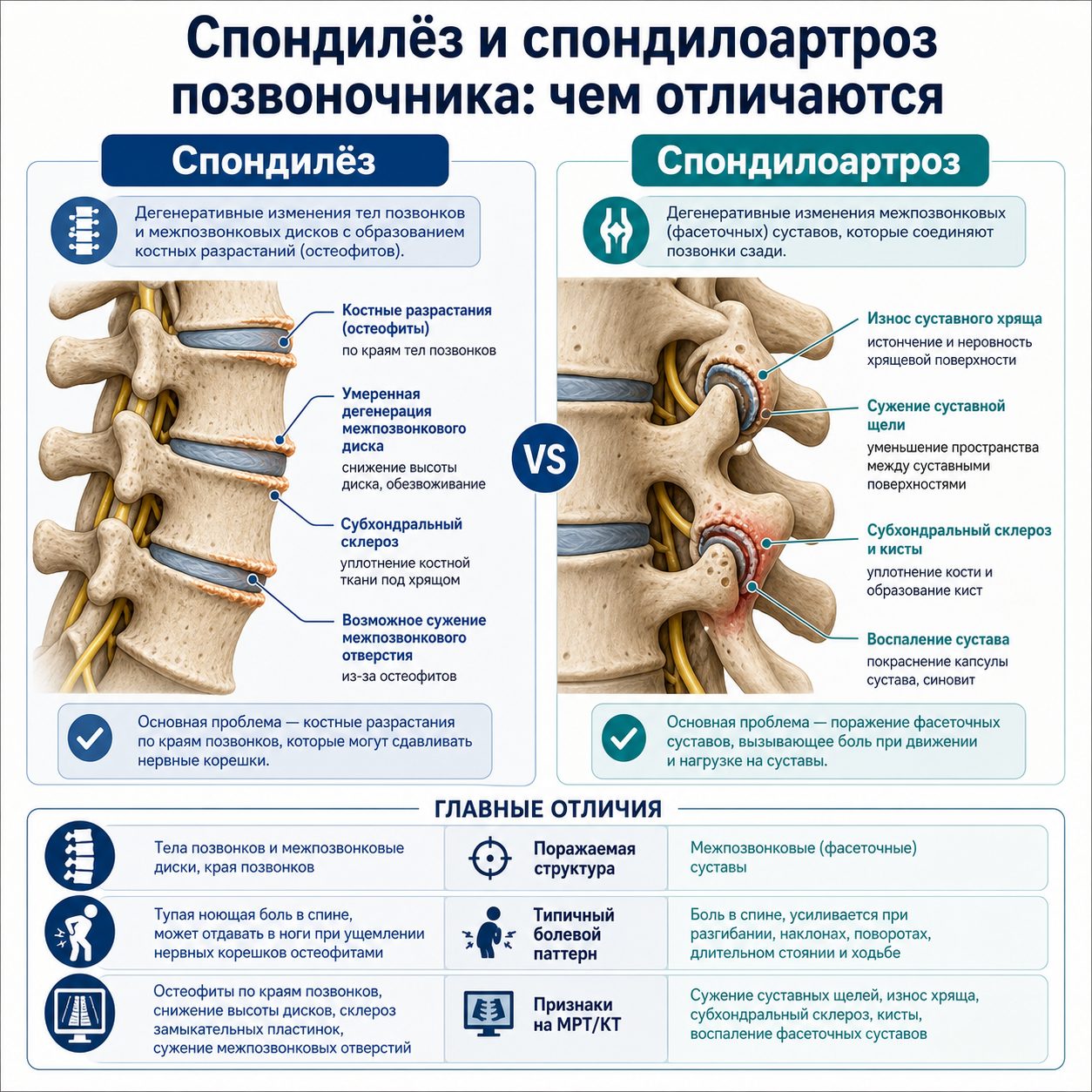 Спондилёз и спондилоартроз позвоночника: отличие, симптомы, лечение в СПб | Невролог Порошина
