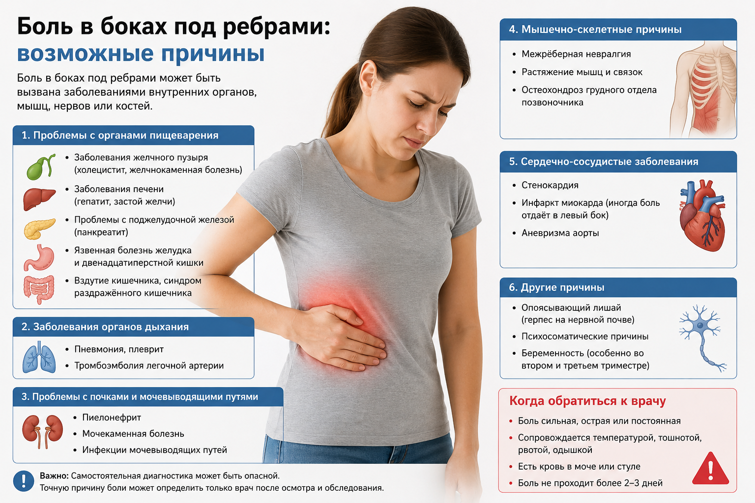 Боль в боках под рёбрами: причины, лечение в СПб | Невролог Наталья Юрьевна Порошина