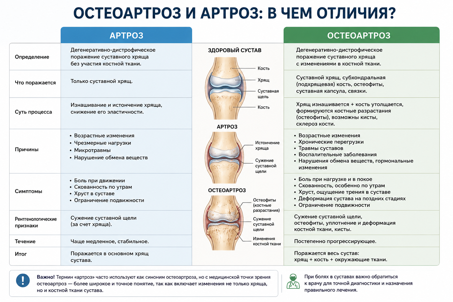 Остеоартроз суставов: чем отличается от артроза и артрита | Лечение