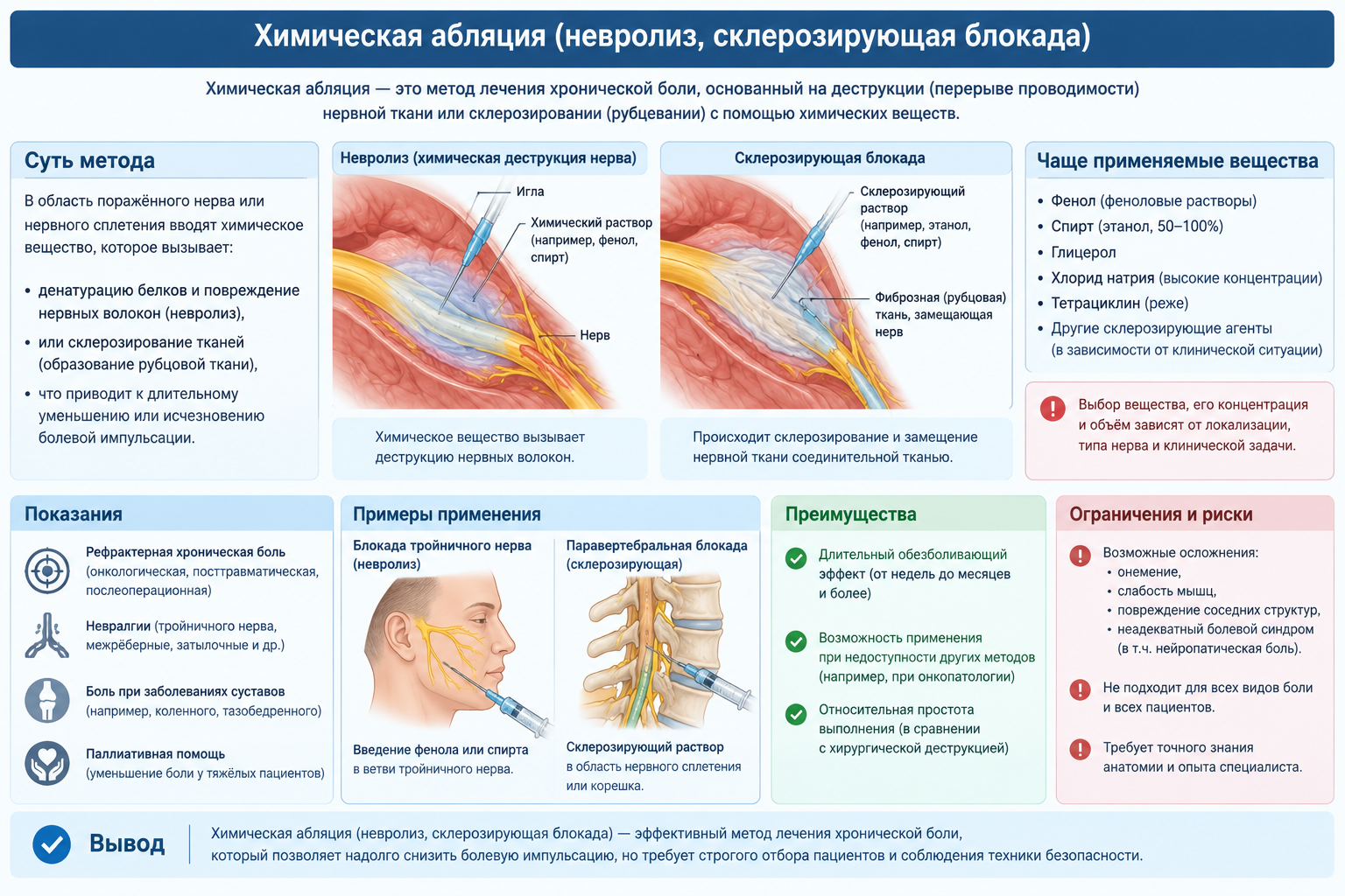 Химическая абляция (невролиз) — когда хроническая боль отступает без операции