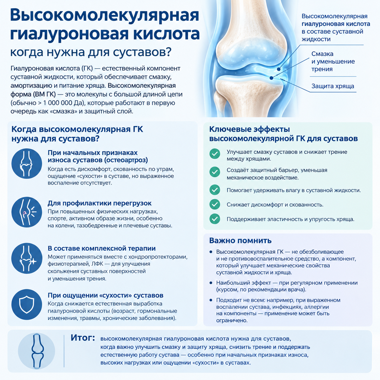 Высокомолекулярная гиалуроновая кислота — максимальная защита сустава