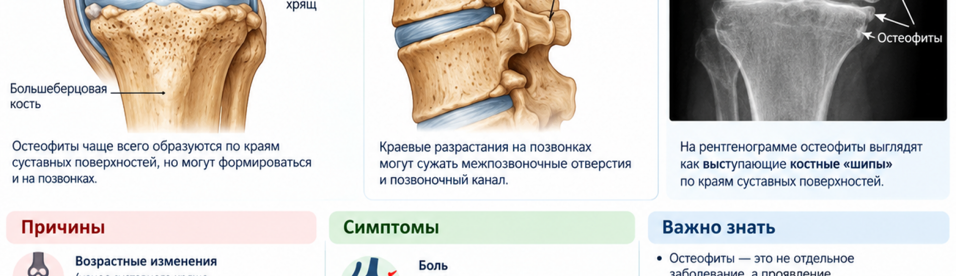 Краевые костные разрастания: причины, симптомы, лечение остеофитов
