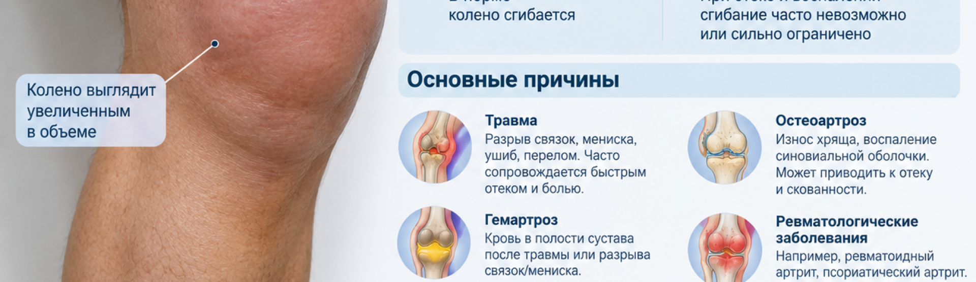 Колено отекло и не сгибается — 5 причин от ортопеда | Лечение в СПб